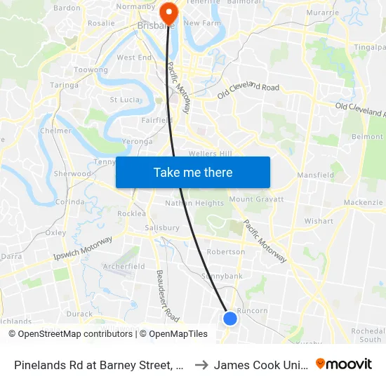 Pinelands Rd at Barney Street, Stop 70/71 to James Cook University map