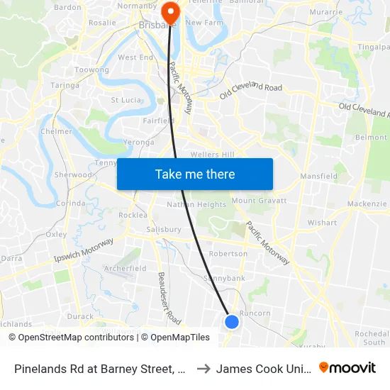 Pinelands Rd at Barney Street, Stop 70/71 to James Cook University map