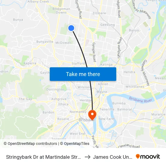 Stringybark Dr at Martindale Street, Stop 47 to James Cook University map