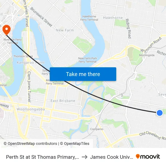 Perth St at St Thomas Primary, Stop 31 to James Cook University map