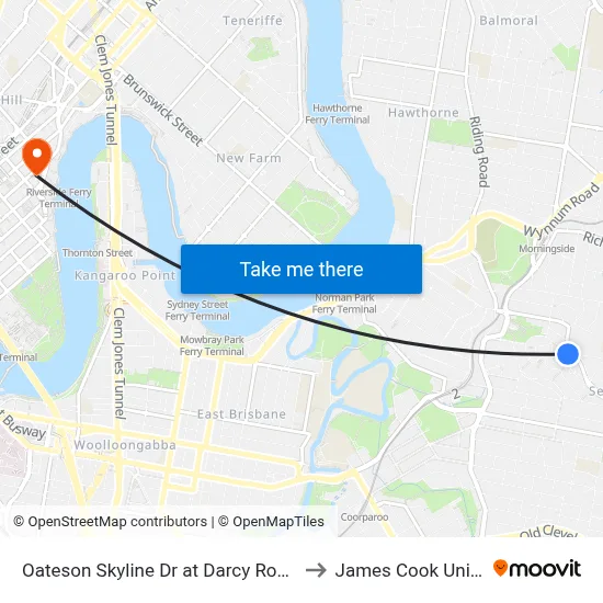 Oateson Skyline Dr at Darcy Road, Stop 40 to James Cook University map