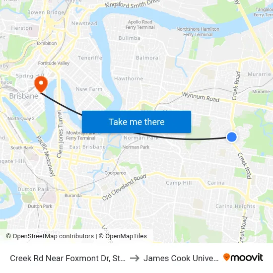 Creek Rd Near Foxmont Dr, Stop 50 to James Cook University map
