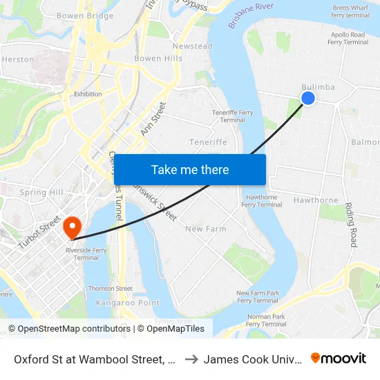 Oxford St at Wambool Street, Stop 31 to James Cook University map