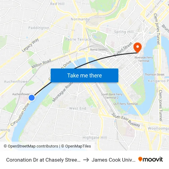 Coronation Dr at Chasely Street, Stop 8 to James Cook University map