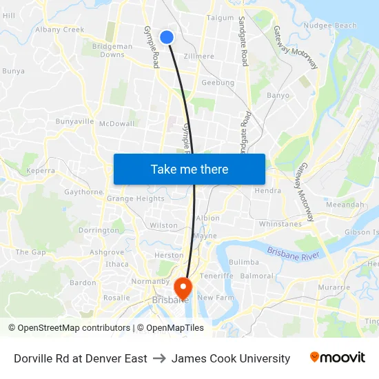 Dorville Rd at Denver East to James Cook University map