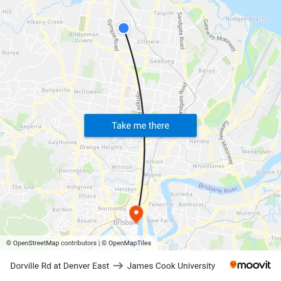 Dorville Rd at Denver East to James Cook University map