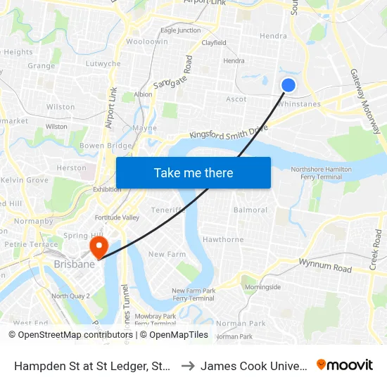 Hampden St at St Ledger, Stop 29 to James Cook University map