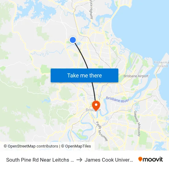 South Pine Rd Near Leitchs Rd to James Cook University map