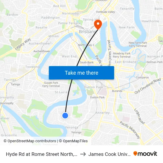 Hyde Rd at Rome Street North, Stop 27 to James Cook University map