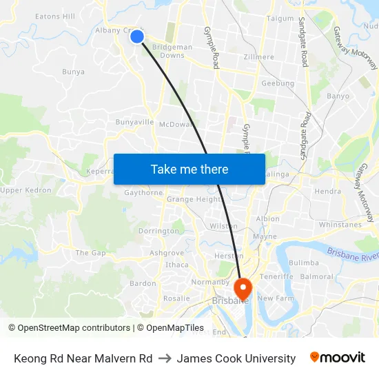 Keong Rd Near Malvern Rd to James Cook University map