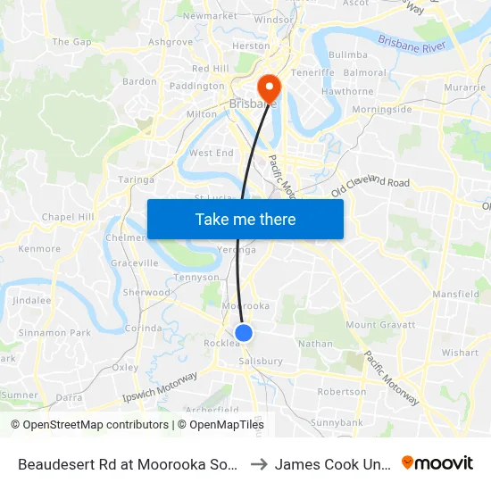 Beaudesert Rd at Moorooka South, Stop 38 to James Cook University map