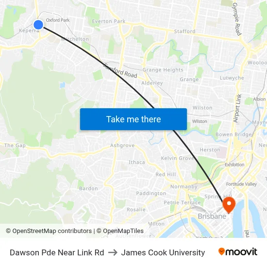 Dawson Pde Near Link Rd to James Cook University map