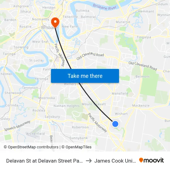 Delavan St at Delavan Street Park, Stop 85 to James Cook University map