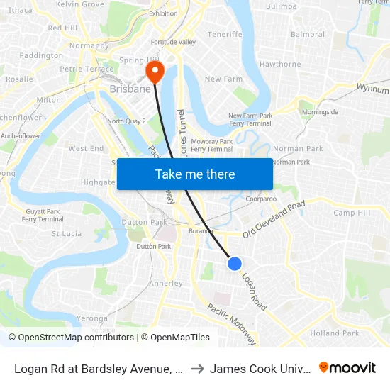 Logan Rd at Bardsley Avenue, Stop 20 to James Cook University map