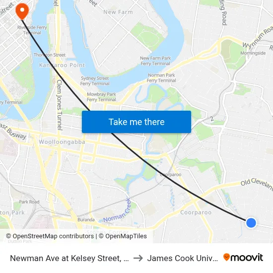 Newman Ave at Kelsey Street, Stop 35 to James Cook University map