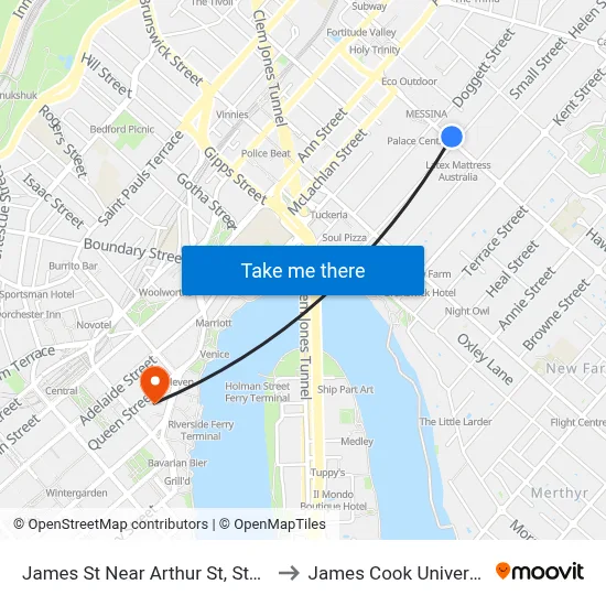 James St Near Arthur St, Stop 9 to James Cook University map