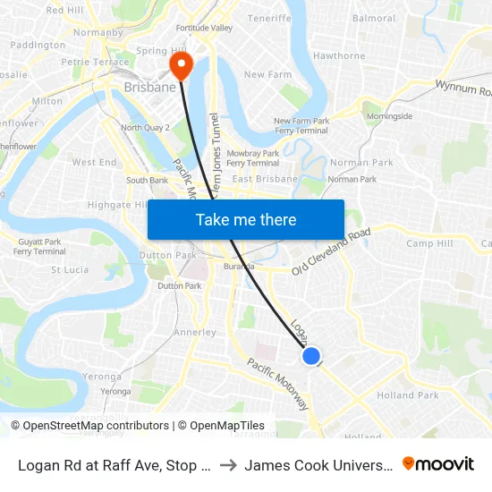 Logan Rd at Raff Ave, Stop 25 to James Cook University map