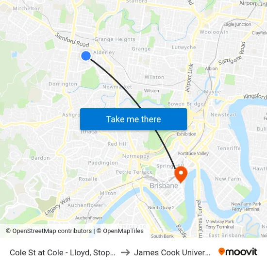 Cole St at Cole - Lloyd, Stop 28 to James Cook University map