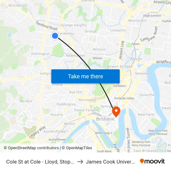 Cole St at Cole - Lloyd, Stop 28 to James Cook University map