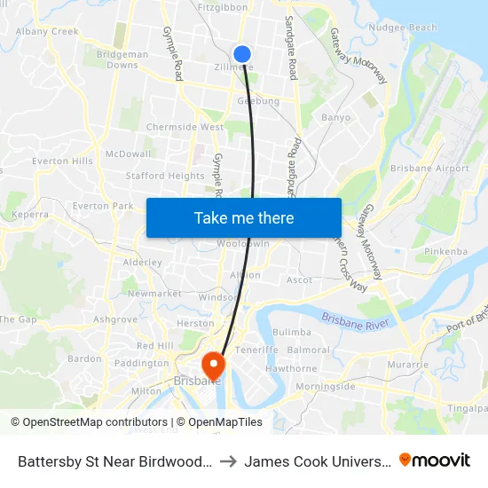 Battersby St Near Birdwood St to James Cook University map