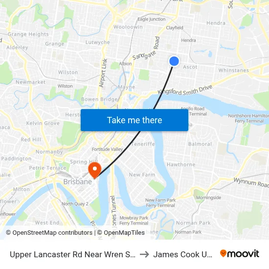 Upper Lancaster Rd Near Wren Street, Stop 25 to James Cook University map
