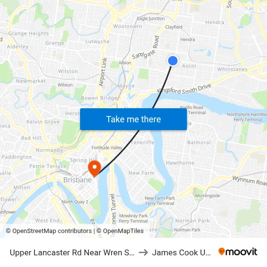 Upper Lancaster Rd Near Wren Street, Stop 25 to James Cook University map