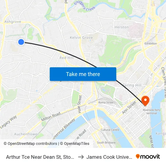 Arthur Tce Near Dean St, Stop 15a to James Cook University map