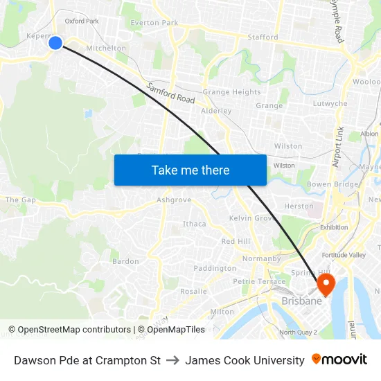 Dawson Pde at Crampton St to James Cook University map