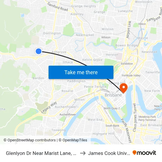 Glenlyon Dr Near Marist Lane, Stop 39c to James Cook University map
