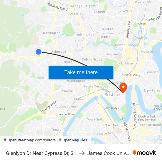 Glenlyon Dr Near Cypress Dr, Stop 39c to James Cook University map
