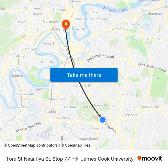 Tora St Near Ilya St, Stop 77 to James Cook University map