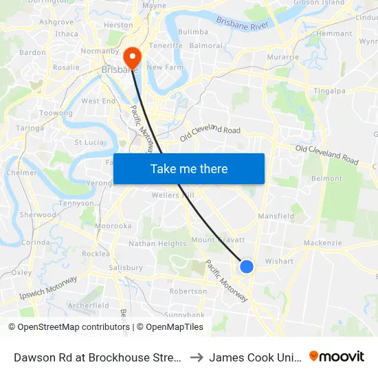 Dawson Rd at Brockhouse Street, Stop 77 to James Cook University map