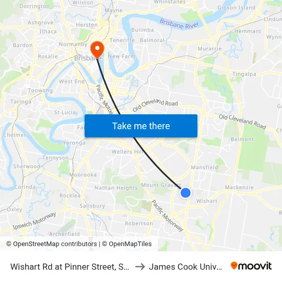 Wishart Rd at Pinner Street, Stop 43 to James Cook University map