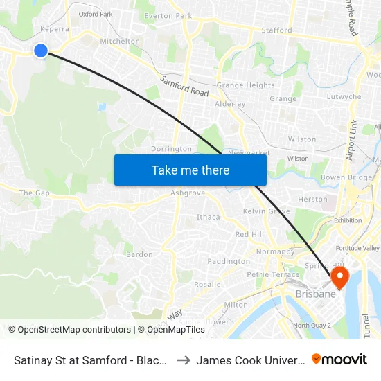 Satinay St at Samford - Blackbutt to James Cook University map