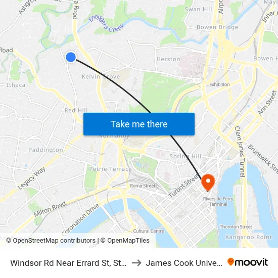 Windsor Rd Near Errard St, Stop 12 to James Cook University map