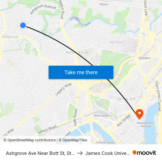 Ashgrove Ave Near Bott St, Stop 25 to James Cook University map