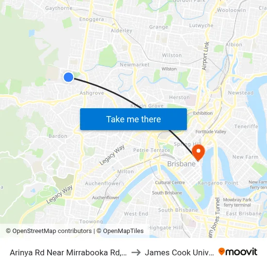 Arinya Rd Near Mirrabooka Rd, Stop 39 to James Cook University map