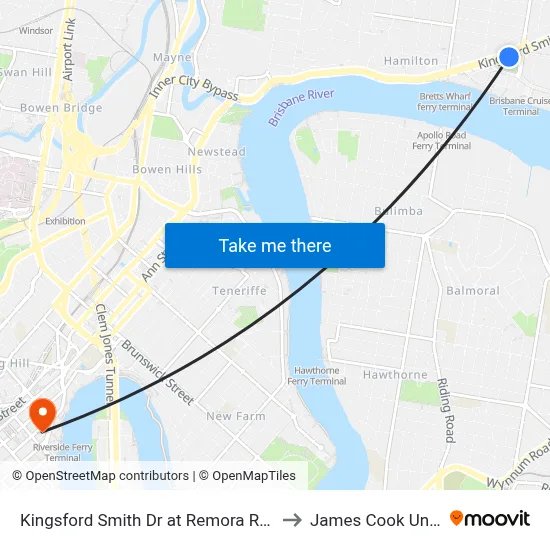 Kingsford Smith Dr at Remora Road, Stop 29 to James Cook University map