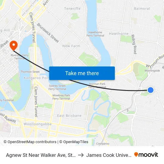 Agnew St Near Walker Ave, Stop 42 to James Cook University map