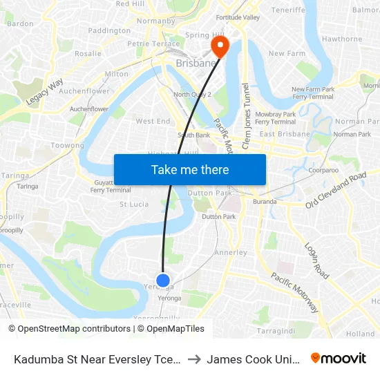 Kadumba St Near Eversley Tce, Stop 23 to James Cook University map
