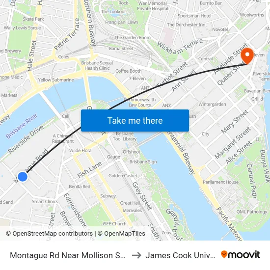 Montague Rd Near Mollison St, Stop 6 to James Cook University map