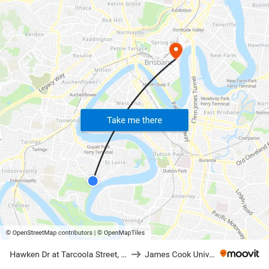 Hawken Dr at Tarcoola Street, Stop 27 to James Cook University map