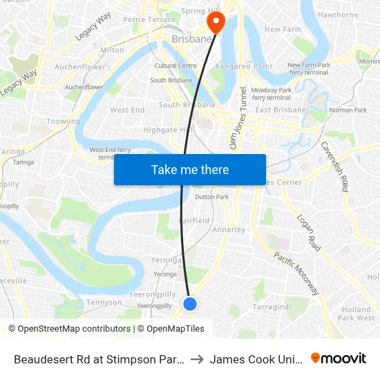 Beaudesert Rd at Stimpson Park, Stop 29 to James Cook University map