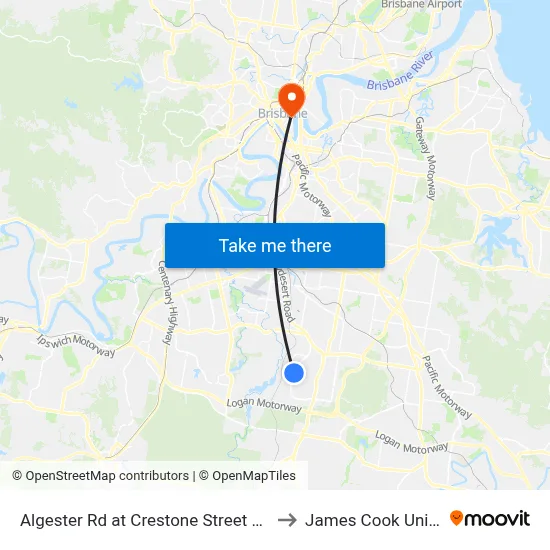 Algester Rd at Crestone Street Stop 90/89 to James Cook University map