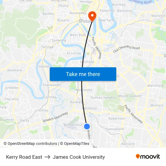 Kerry Road East to James Cook University map