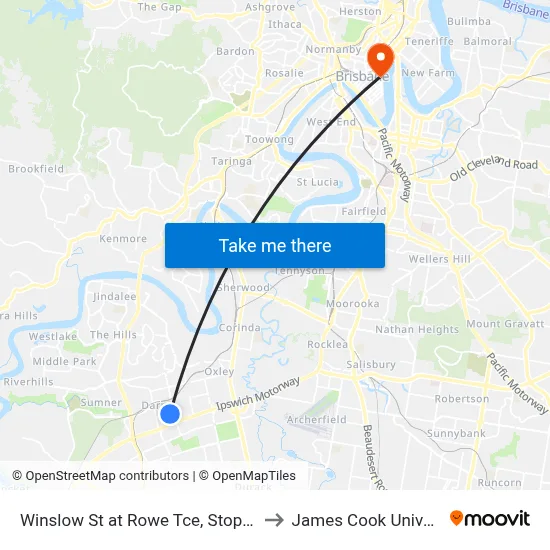 Winslow St at Rowe Tce, Stop 67/68 to James Cook University map