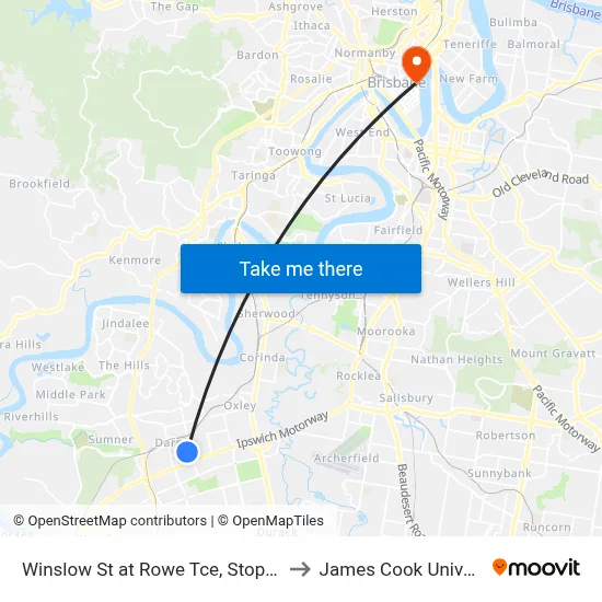 Winslow St at Rowe Tce, Stop 67/68 to James Cook University map