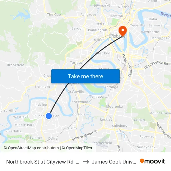 Northbrook St at Cityview Rd, Stop 59 to James Cook University map