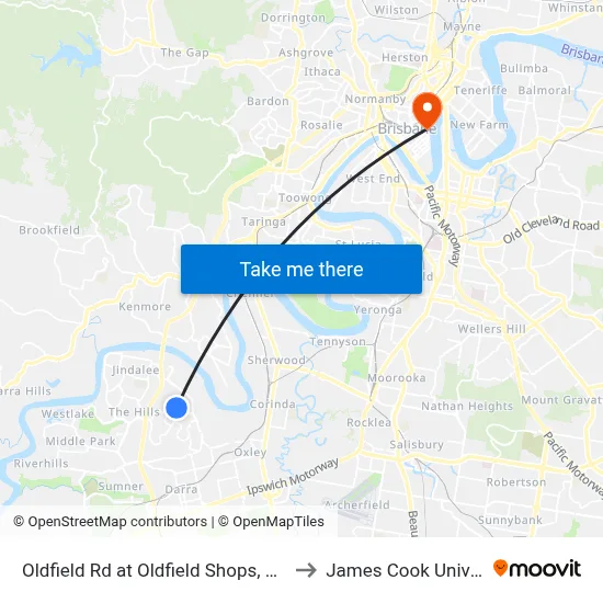 Oldfield Rd at Oldfield Shops, Stop 57a to James Cook University map