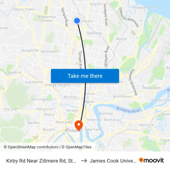 Kirby Rd Near Zillmere Rd, Stop 52a to James Cook University map
